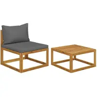 vidaXL 2-tlg. Garten-Sofagarnitur mit Auflage Massivholz Akazie