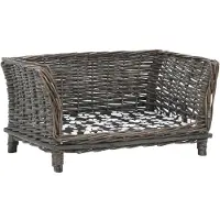 vidaXL Hundekorb mit Kissen Grau 50x33x30 cm Natur Weide