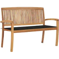 vidaXL Stapelbare Gartenbank mit Auflage 128,5 cm Massivholz Teak
