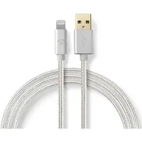 Nedis CCTB39300AL30, Aluminium, USB A, Lightning, 3 m, Männlich, Männlich