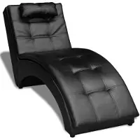 vidaXL Chaiselongue mit Kissen Schwarz Kunstleder