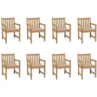 vidaXL Gartenstühle 8 Stk. mit Beigen Kissen Massivholz Teak