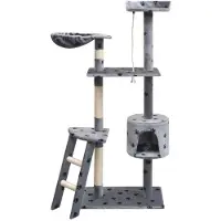 vidaXL Katzen-Kratzbaum 150 cm Pfoten-Aufdruck Grau