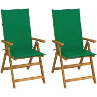 vidaXL Verstellbare Klappstühle 2 Stk. mit Kissen Akazie Massivholz