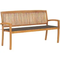 vidaXL Stapelbare Gartenbank mit Auflage 159 cm Massivholz Teak