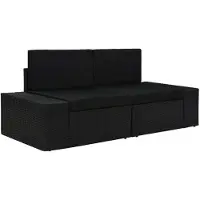 vidaXL Modulares 2-Sitzer-Sofa Poly Rattan Schwarz