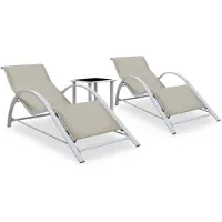 vidaXL 2 Sonnenliegen mit Tisch Aluminium in Schwarz