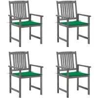 vidaXL Gartenstühle mit Kissen 4 Stk. Grau Massivholz Akazie