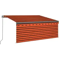 vidaXL Markise Manuell Einziehbar mit Rollo LED 3,5x2,5 m Orange Braun