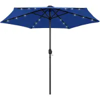 vidaXL Sonnenschirm mit LED-Beleuchtung und Alu-Mast 270 cm Azurblau