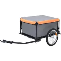 vidaXL Fahrradanhänger Grau und Orange 65 kg
