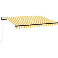 vidaXL Automatische Markise mit LED & Windsensor 350x250 cm Gelb/Weiß
