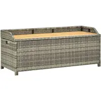 vidaXL Gartenbank mit Stauraum 120 cm Poly Rattan Grau