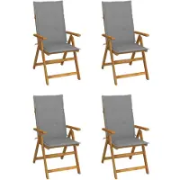 vidaXL Klappstühle Verstellbar 4 Stk. mit Auflagen Massivholz Akazie