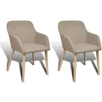 vidaXL Esszimmerstühle 2 Stk. Beige Stoff und Massivholz Eiche