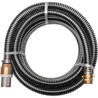 vidaXL Saugschlauch mit Messing-Anschlüssen 4 m 25 mm Schwarz