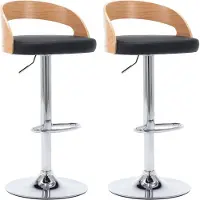 vidaXL Barhocker 2 Stk. Schwarz Kunstleder und Bugholz