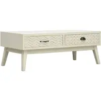 vidaXL Couchtisch mit 2 Schubladen Schnitzerei Grau 110x50x40 cm Holz