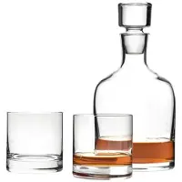Leonardo Gläser-Set "AMBROGIO", transparent (klar), H:14cm, Glas, Trinkgefäße, Gläser-Set, (1 Karaffe, 2 Whiskygläser), 3-teilig
