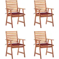 vidaXL Garten-Essstühle 4 Stk. mit Kissen Massivholz Akazie