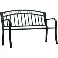 vidaXL Gartenbank 125 cm Schwarz Stahl