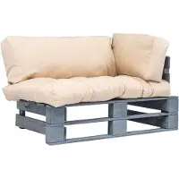 vidaXL Outdoor-Sofa Paletten mit Kissen in Sandfarben Kiefernholz