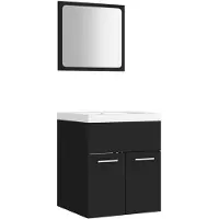 vidaXL Badmöbel-Set Schwarz Holzwerkstoff
