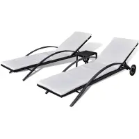 vidaXL Sonnenliegen mit Tisch Poly Rattan Schwarz