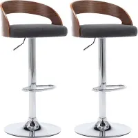 vidaXL Barhocker 2 Stk. Dunkelgrau Stoff und Bugholz