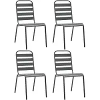 vidaXL Gartenstühle 4 Stk. Lattendesign Stahl Dunkelgrau