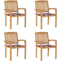 vidaXL Stapelbare Gartenstühle mit Kissen 4 Stk. Massivholz Teak