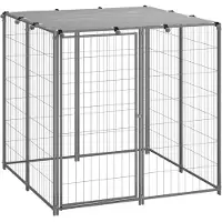 vidaXL Hundezwinger Silbern 110x110x110 cm Stahl