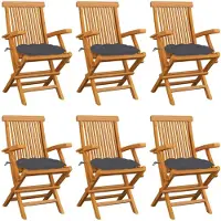 vidaXL Klappstühle mit Anthrazit Kissen 6 Stk. Massivholz Teak