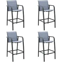 vidaXL Garten-Barstühle 4 Stk. Grau Textilene