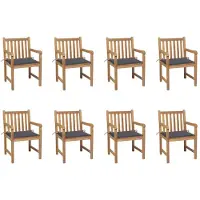 vidaXL Gartenstühle 8 Stk. mit Anthrazit Kissen Massivholz Teak