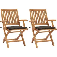 vidaXL Klappstühle 2 Stk. mit Taupe Kissen Teak Massivholz