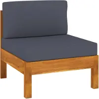 vidaXL Mittelsofa mit Dunkelgrauen Kissen Massivholz Akazie