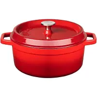 Sola Bräter mit Deckel Rot - ø 28 cm / 5 liter - Emaillierte Antihaftbeschichtung