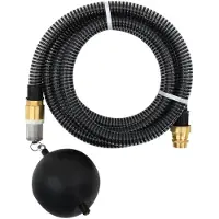 vidaXL Saugschlauch mit Messing-Anschlüssen Schwarz 1,1" 5 m PVC