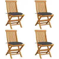 vidaXL Klappstühle mit Anthrazit Kissen 4 Stk. Massivholz Teak