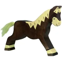 Holztiger Pferd, laufend, dunkelbraun