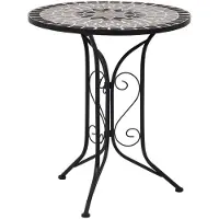 Yiwydaa Mosaik-Bistrotisch Grau 60 cm Keramik