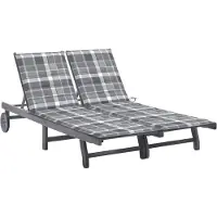 vidaXL 2-Personen-Sonnenliege mit Auflage Grau Akazie Massivholz