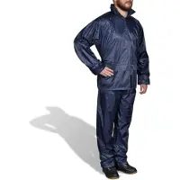 vidaXL Blaue Regenbekleidung für Männer 2-teilig mit Kapuze Größe XL