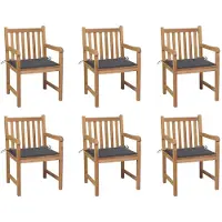 vidaXL Gartenstühle 6 Stk. mit Anthrazit Kissen Massivholz Teak