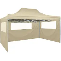 vidaXL Faltzelt mit 3 Seitenteilen 3x4,5 m Creme