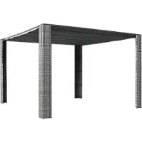 vidaXL Pavillon mit Dach Poly Rattan 300x300x220 cm Grau und Anthrazit