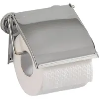 Wenko Cover Power-Loc Toilettenpapierhalter, Toilettenrollenhalter mit Schutzdeckel gegen Staub, Farbe: Chrom