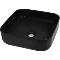 vidaXL Waschbecken Keramik Quadratisch Schwarz 38 x 38 x 13,5 cm