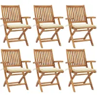 vidaXL Klappstühle mit Kissen, 6-teilig, Massivholz Teakholz